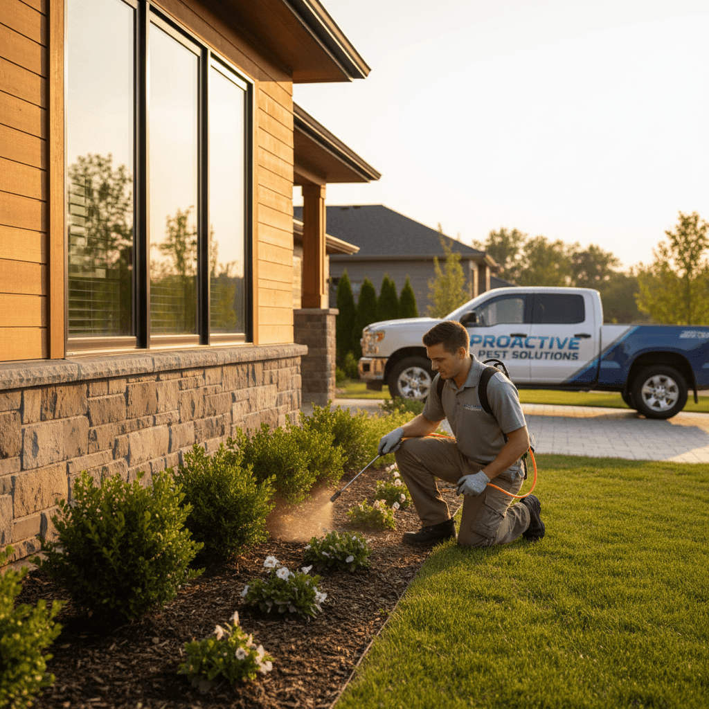 Preventative pest treatment around home exterior