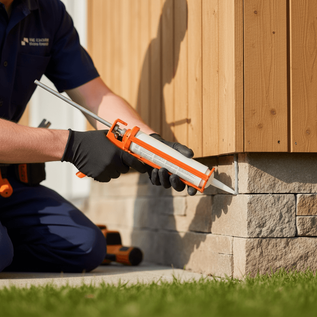 Sealing rodent entry point on home exterior